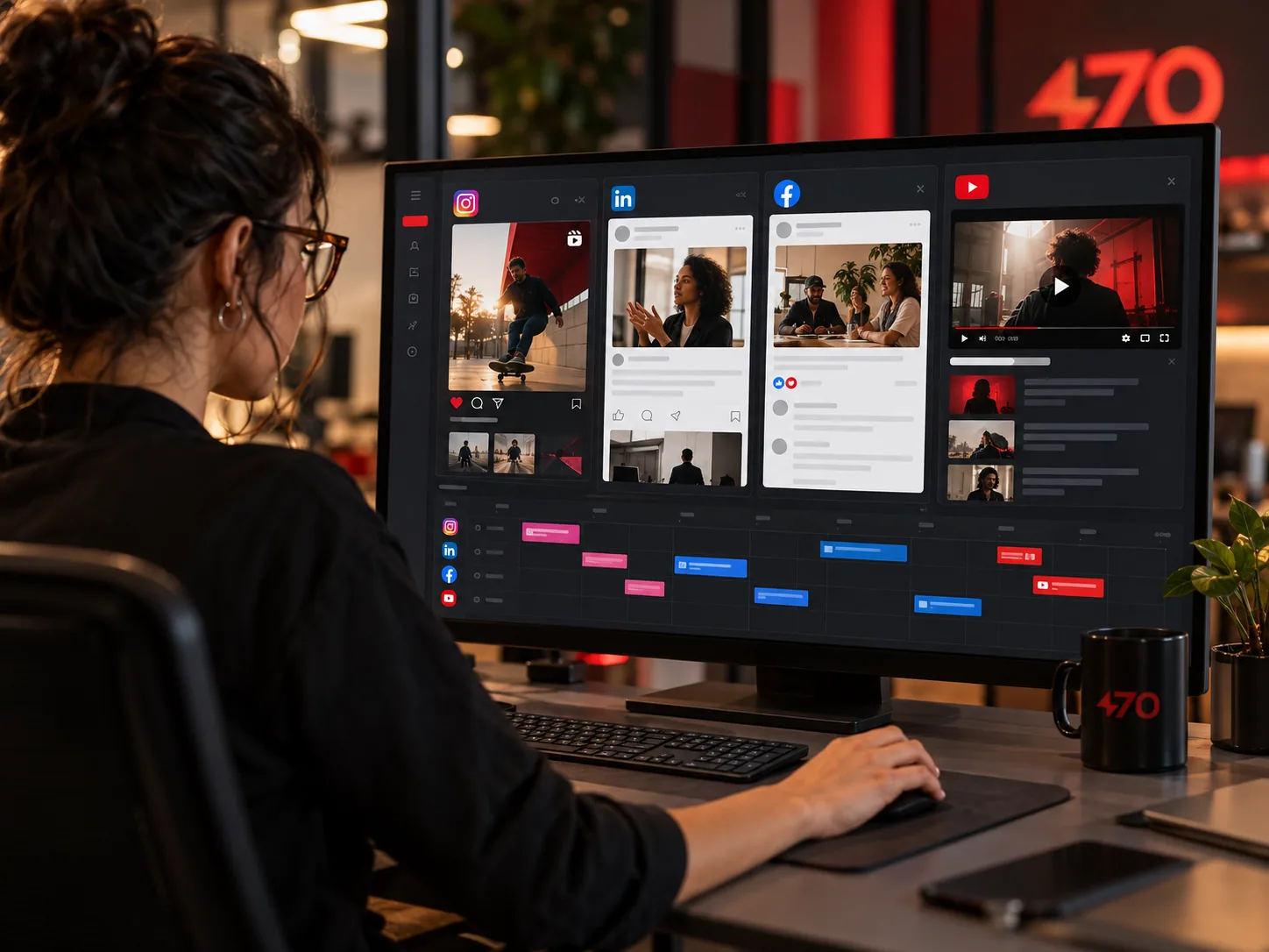 Gestão de conteúdos em Instagram, LinkedIn, Facebook e YouTube